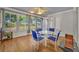Sunroom with lots of windows, ceiling fan, vinyl flooring, and a dining set at 9025 Se 136Th Loop, Summerfield, FL 34491