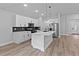Bright kitchen featuring a large island, white cabinetry, stainless steel appliances, and modern pendant lighting at 12444 Sw 76Th Ln, Dunnellon, FL 34432