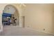 Spacious living room with vaulted ceilings and unique architectural details at 12815 Katherine Cir, Clermont, FL 34711