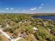 An aerial view showcases the community's lush landscaping and proximity to a serene lake at 18319 Dells Cove Rd, Groveland, FL 34736