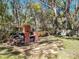 Brick outdoor oven in the backyard, perfect for grilling in a secluded backyard surrounded by mature trees at 18319 Dells Cove Rd, Groveland, FL 34736