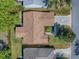 Aerial view showing property lines, roof and yard of a single Gathering home at 337 Olanta Dr, The Villages, FL 32162