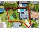 Aerial view of the property, showcasing the pool, fenced yard and proximity to neighboring homes at 342 Lake Amberleigh Dr, Winter Garden, FL 34787