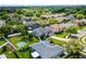 Aerial view of a landscaped property featuring a basketball court, spacious lawn, and neighborhood setting at 342 Lake Amberleigh Dr, Winter Garden, FL 34787