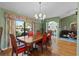 Elegant dining room featuring hardwood floors, a chandelier, and a large window for natural light at 4571 Abaco Dr, Tavares, FL 32778