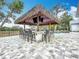 Outdoor bar features seating, a built-in grill, and a television for entertainment by the pool at 464 Long & Winding Rd, Groveland, FL 34736