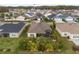 Aerial view of a single-Gathering home featuring a screened-in lanai and well-manicured landscaping at 5510 Thome Loop, The Villages, FL 32163