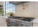 Professional-grade stainless steel stovetop with pot filler and white herringbone backsplash, bathed in natural light at 60 N Park Ave, Winter Garden, FL 34787