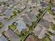 An aerial view shows the location of the house with a defined red line in a friendly neighborhood at 1829 Foxwood Ln, The Villages, FL 32162