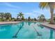Community swimming pool featuring lap lanes, palm trees, and ample lounge seating at 981 Fiesta Key Cir, Lady Lake, FL 32159