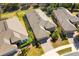Aerial view of the home showcasing the roof, landscaping, brick-paved driveway, and surrounding neighborhood at 1023 Timbervale Trl, Clermont, FL 34715