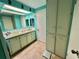 Well-lit bathroom with ample cabinet space, a large mirror, and a clean, organized vanity at 111 Azalea Trl, Leesburg, FL 34748