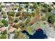 An aerial photograph displays the property next to a lake filled with plants at 17108 Pine Ridge Dr, Umatilla, FL 32784
