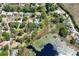 An aerial photograph displays the lake with green plants next to the homes at 17108 Pine Ridge Dr, Umatilla, FL 32784