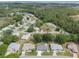 An aerial view displays lovely single-Gathering homes with mature landscaping nestled in a desirable wooded community at 6410 Tildon Ct, Leesburg, FL 34748