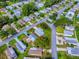 A panoramic view of a residential area, showcasing neat lawns and manicured gardens at 701 Cottage Park Ln, Leesburg, FL 34748