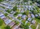 A serene aerial view showcases a well-maintained neighborhood with neat lawns and diverse home styles surrounded by lush greenery at 701 Cottage Park Ln, Leesburg, FL 34748
