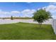 Large, green backyard featuring a privacy fence and mature trees, perfect for outdoor activities at 916 Carmillion Ct, Groveland, FL 34736