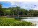 Scenic waterfront view with a wooden boardwalk leading to a covered gazebo surrounded by lush greenery at 110 N Tremain St # 205, Mount Dora, FL 32757