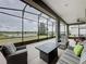 Relaxing screened lanai with comfortable seating and stunning water views at 142 Bayou Bend Rd, Groveland, FL 34736