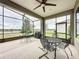 Inviting screened lanai offering comfortable seating and a picturesque view of the lake at 142 Bayou Bend Rd, Groveland, FL 34736