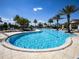 Relax by the sparkling community pool surrounded by lush landscaping and palm trees at 2183 Ridge Pointe Ln, Clermont, FL 34715