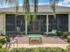 Charming patio with brick flooring, shaded seating, and lush landscaping, perfect for relaxation and outdoor entertainment at 24112 Robinwood St, Leesburg, FL 34748