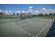 A fenced tennis court offers a great space for recreational play and fitness, set against a backdrop of lush greenery at 27121 Greenfly Orchid Ln, Leesburg, FL 34748