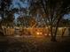 Outdoor entertainment area with fire pit, string lights, mature trees, and outdoor seating at 3860 Branch Ave, Mount Dora, FL 32757