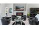 Cozy seating area with modern fireplace, plush armchairs, and stylish decor that create a welcoming ambiance at 6106 Spinnaker Loop, Lady Lake, FL 32159