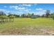 View of the backyard showcasing an expansive green lawn and barn at 6679 Cr 613, Bushnell, FL 33513