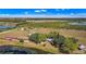 Beautiful aerial view of property, groves, and home nestled by a private lake at 6988 Blue Cedar Rd, Leesburg, FL 34748