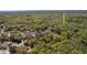 Aerial view of a lot marked in red, surrounded by lush greenery in a quiet residential area, ideal for building at 801 Kilgore St, Wildwood, FL 34785
