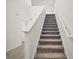 Carpeted staircase with white handrails and trim, leading to the upper level of the home at 29447 Caspian St, Leesburg, FL 34748