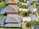 Bird's eye view of a home with a screened pool, surrounded by a lush landscape at 4703 Golden Beach Ct, Kissimmee, FL 34746