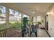 Relaxing screened-in lanai with comfortable seating and a view of the backyard at 604 Juanita Ct, The Villages, FL 32159