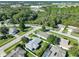 An aerial shot showcasing a residential neighborhood with tree-lined streets and well-manicured lawns at 1407 Island Cove Dr, Deland, FL 32724