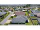 Neighborhood aerial view showcasing the home's backyard, landscaping, and community setting at 1589 Armstrong Ave, The Villages, FL 32163