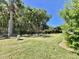 Large backyard featuring a well-manicured lawn, lush landscaping, and mature trees at 207 Hawthorne Blvd, Leesburg, FL 34748