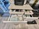 Kitchen drawers featuring organization, plenty of storage, and pull out capabilities at 207 Hawthorne Blvd, Leesburg, FL 34748
