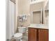 Bathroom featuring a shower/tub combination, single sink vanity, and decorative towels at 23814 Sardinia Dr, Sorrento, FL 32776