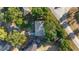 Aerial rooftop view, featuring a home with fenced yard surrounded by trees at 36337 Terra Ct, Grand Island, FL 32735