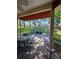 Cozy screened patio complete with brick flooring, seating area, and beautiful views of the expansive backyard at 5008 Sawgrass Lake Cir, Leesburg, FL 34748