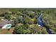 Aerial view of the property showing the in-ground pool and the canal behind the house at 5331 Magnolia Ridge Rd, Fruitland Park, FL 34731
