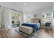 Relaxing main bedroom featuring a private balcony, en-suite bathroom, and comfortable sitting area at 11497 Sw 82Nd Court Rd, Ocala, FL 34481