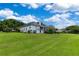 Expansive backyard featuring a well-maintained lawn and a screened-in patio at 13112 Luntz Point Ln, Windermere, FL 34786