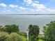 Scenic view of a lake with a private dock at 137 E Palmetto Ave, Howey In The Hills, FL 34737