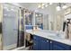 A well-lit bathroom with a shower and vanity at 1917 Peachtree Ave, The Villages, FL 32162