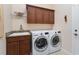 Laundry room featuring a sink with granite countertop and stainless steel, front-loading washer and dryer at 630 Laurel Run, The Villages, FL 32162