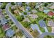 Aerial view of a neighborhood with beautiful landscaping, well-maintained homes, and orderly street layout at 725 Beldon Ct, The Villages, FL 32162